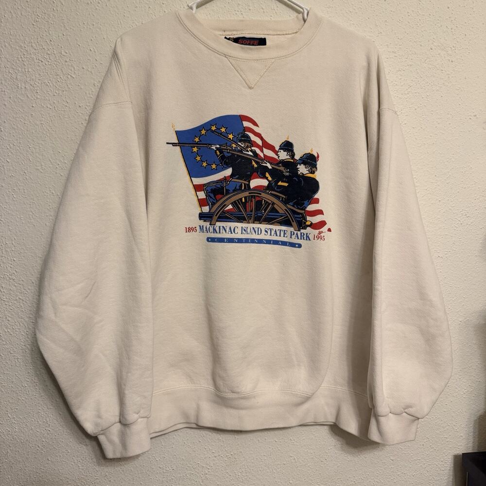 VTG Mackinac Island State Park Michigan 1995 Centennial Pullover Sweatshirt - L